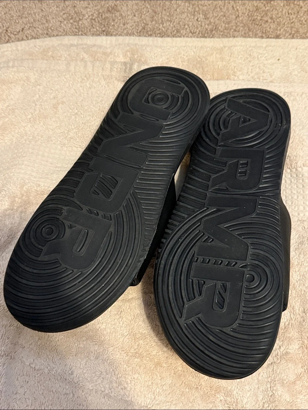 Under Armour Black Slide Sandals with White Logo